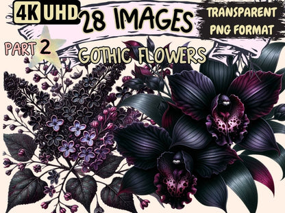 Gothic Flowers (P2) Clipart black flowers - Wonders Artist