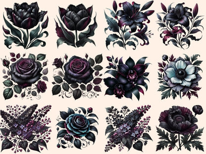 Gothic Flowers (P2) Clipart black flowers - Wonders Artist