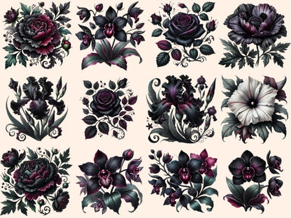 Gothic Flowers (P2) Clipart black flowers - Wonders Artist