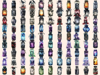 Gothic Jars Watercolor Clipart black clipart - Wonders Artist