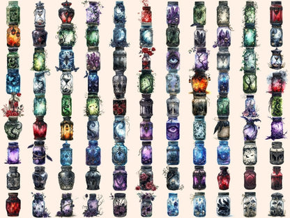 Gothic Jars Watercolor Clipart black clipart - Wonders Artist