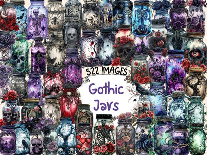 Gothic Jars Watercolor Clipart black clipart - Wonders Artist