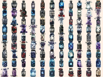 Gothic Jars Watercolor Clipart black clipart - Wonders Artist