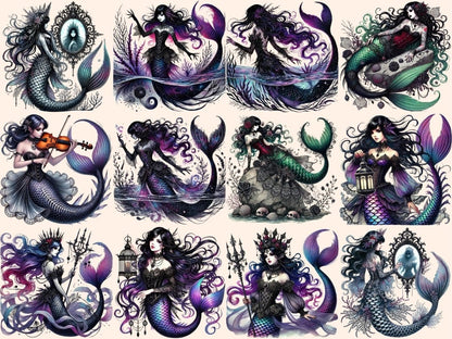Gothic Mermaids (P1) Clipart alternative mermaid - Wonders Artist