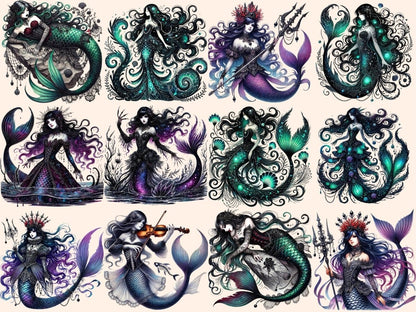 Gothic Mermaids (P1) Clipart alternative mermaid - Wonders Artist