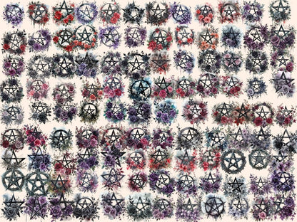 Gothic Pentacles Watercolor Clipart dark clipart - Wonders Artist