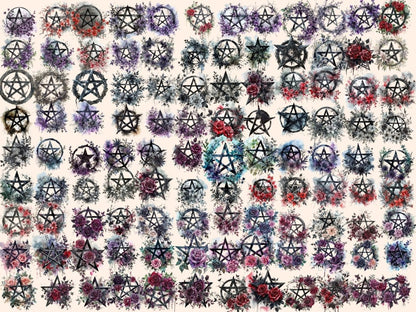 Gothic Pentacles Watercolor Clipart dark clipart - Wonders Artist