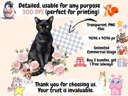 Gothic Pink Roses Watercolor Clipart Dark Floral Art - Wonders Artist