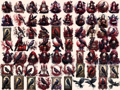 Gothic Ravens Watercolor Clipart dark clipart - Wonders Artist