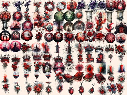 Gothic Spiderwebs Watercolor Clipart dark web clipart - Wonders Artist