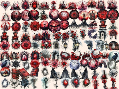 Gothic Spiderwebs Watercolor Clipart dark web clipart - Wonders Artist