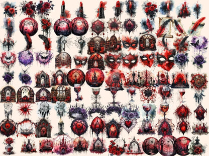 Gothic Spiderwebs Watercolor Clipart dark web clipart - Wonders Artist