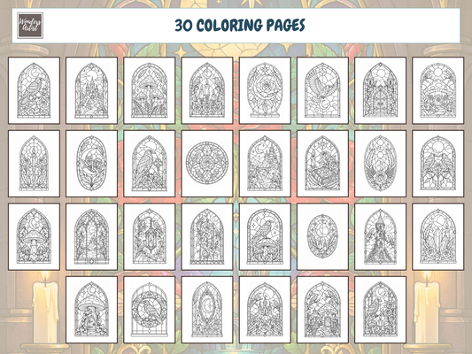Gothic Stained Glass Coloring Book