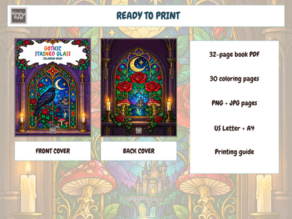 Gothic Stained Glass Coloring Book — whats included