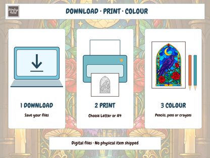 Gothic Stained Glass Coloring Book — digital download