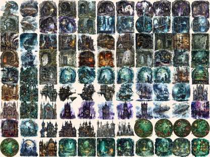 Gothic Steampunk Watercolor Clipart dark landscape png - Wonders Artist