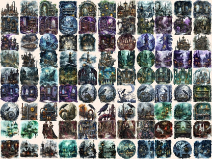 Gothic Steampunk Watercolor Clipart dark landscape png - Wonders Artist