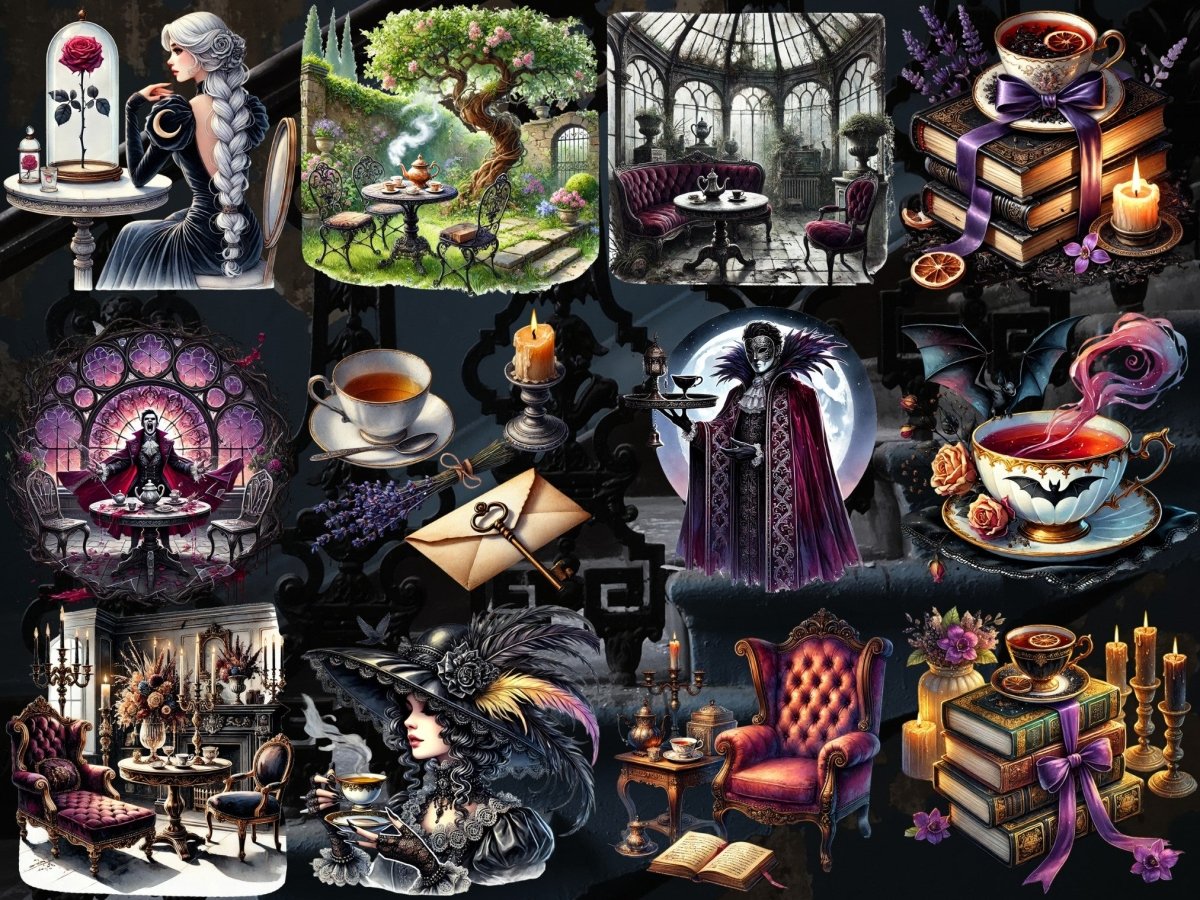 Gotický čajový večírek Clipart (LIMITOVANÁ EDICE) image 6