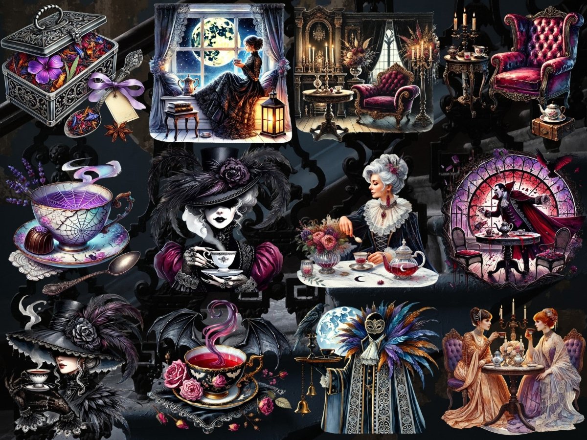 Gotický čajový večírek Clipart (LIMITOVANÁ EDICE) image 3