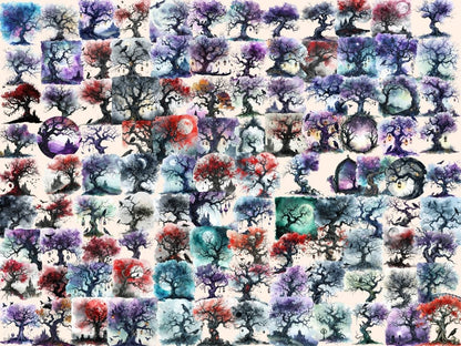 Gothic Trees Watercolor Clipart dark forest clipart - Wonders Artist