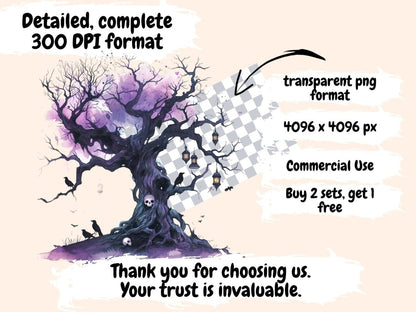 Gothic Trees Watercolor Clipart dark forest clipart - Wonders Artist