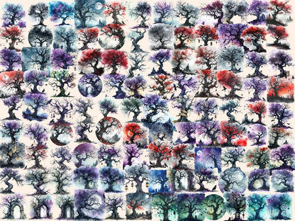Gothic Trees Watercolor Clipart dark forest clipart - Wonders Artist