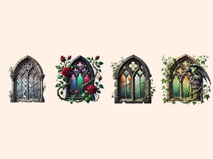 Gothic Windows (P2) Clipart Cathedral Window Art - Wonders Artist