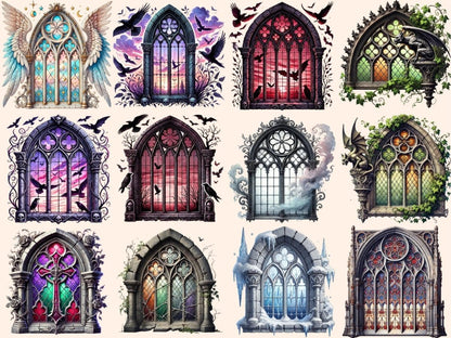 Gothic Windows (P2) Clipart Cathedral Window Art - Wonders Artist
