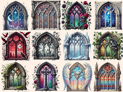 Gothic Windows (P2) Clipart Cathedral Window Art - Wonders Artist