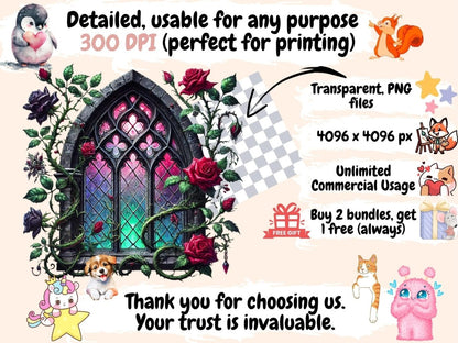 Gothic Windows (P2) Clipart Cathedral Window Art - Wonders Artist