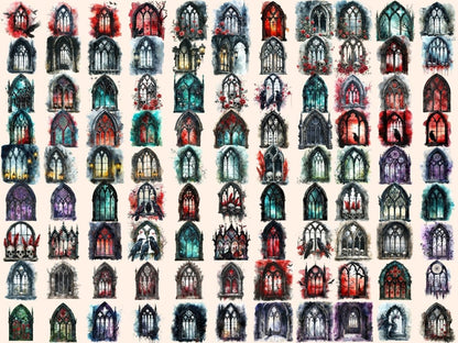 Gothic Windows Watercolor Clipart dark clipart - Wonders Artist