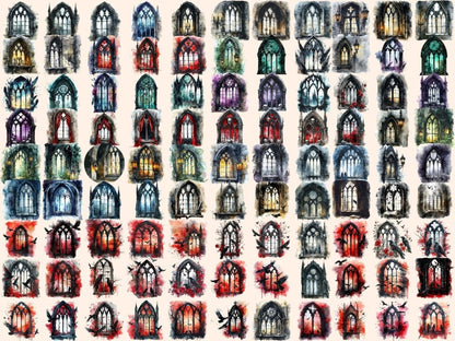 Gothic Windows Watercolor Clipart dark clipart - Wonders Artist