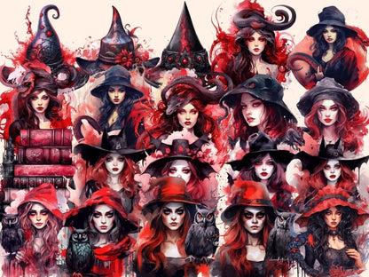 Gothic Witches Watercolor Clipart bewitching clipart - Wonders Artist