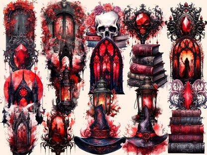 Gothic Witches Watercolor Clipart bewitching clipart - Wonders Artist