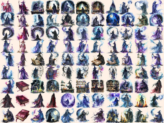 Gothic Wizards Watercolor Clipart