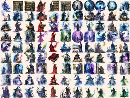 Gothic Wizards Watercolor Clipart black wizard clipart - Wonders Artist