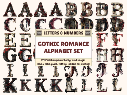 Gothic Romance Alphabet & Numbers