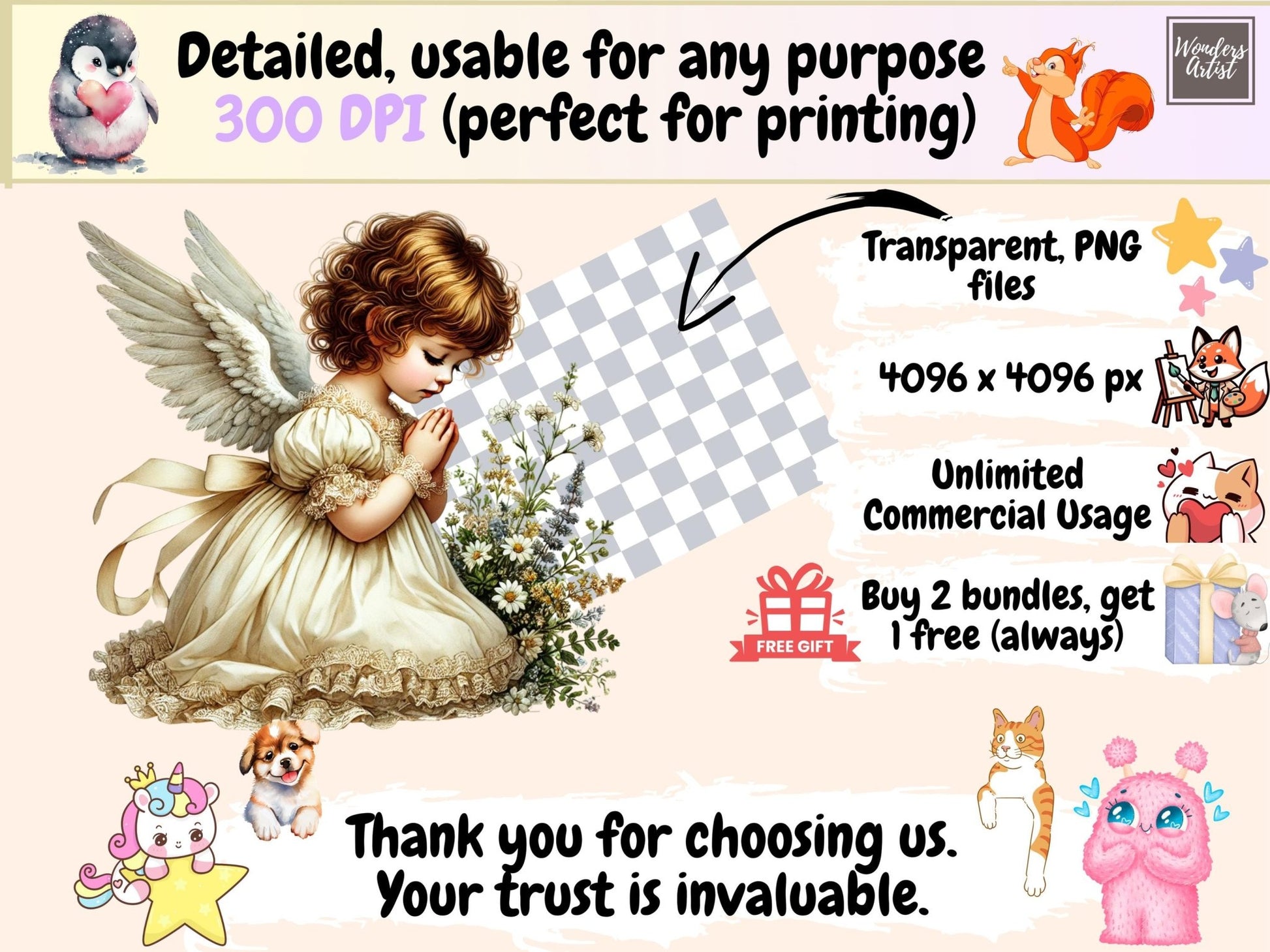 Graceful Angels Clipart - High - Quality Instant Digital Download for Creative Projects