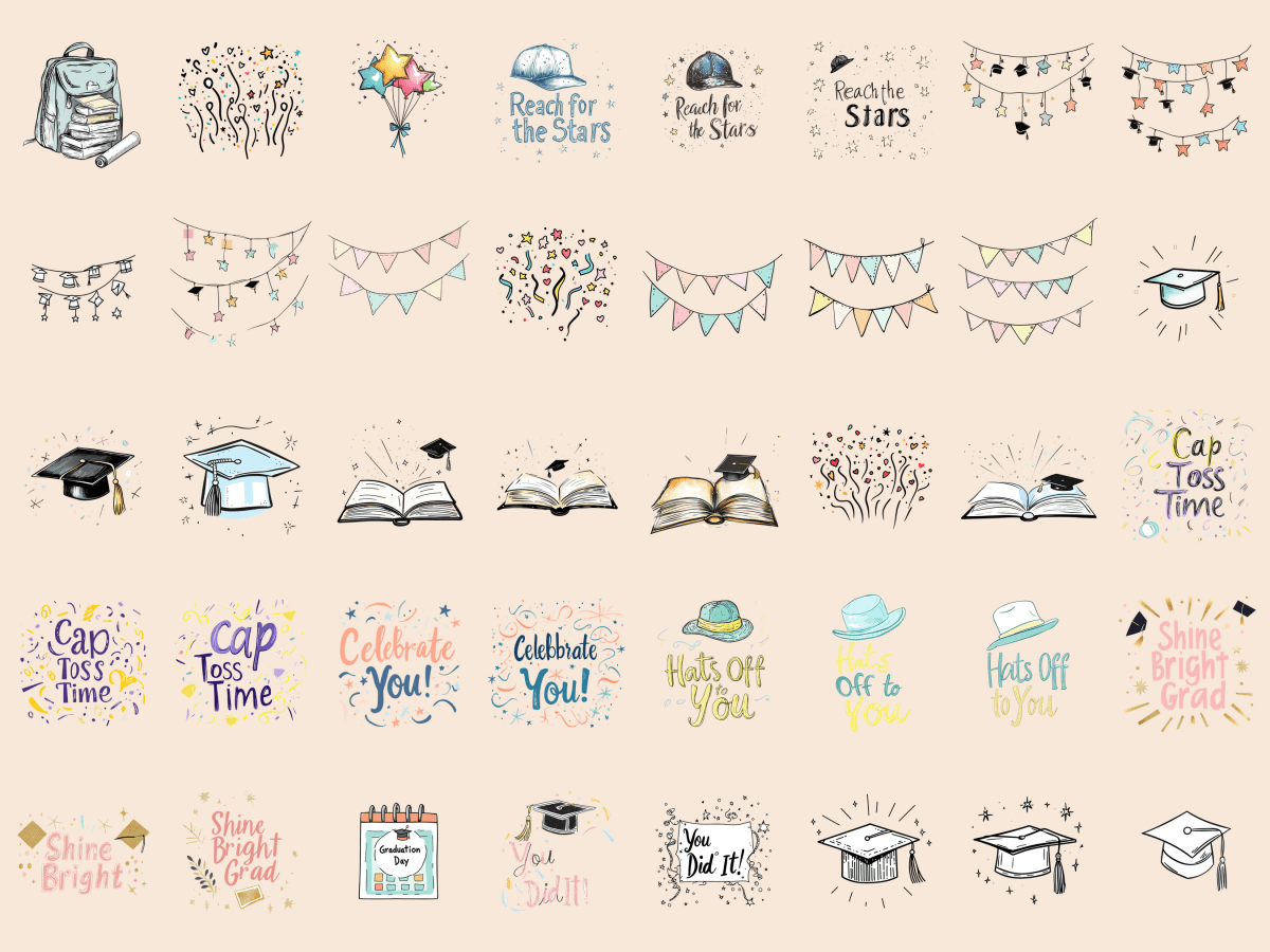 Graduation Cardmaking Clipart All Bundles Cardmaking Clipart - WondersArtist