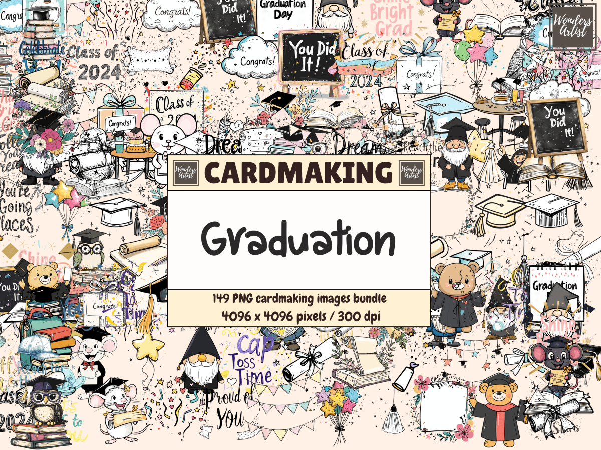 Graduation Cardmaking Clipart All Bundles Cardmaking Clipart - WondersArtist
