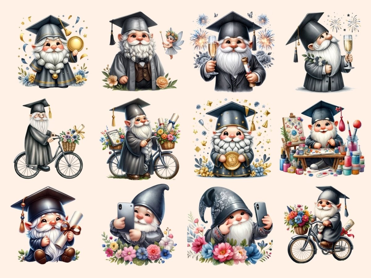 Graduation Gnomes Clipart cap gown clipart - Wonders Artist