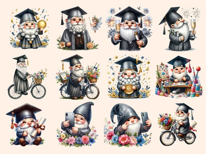 Graduation Gnomes Clipart cap gown clipart - Wonders Artist