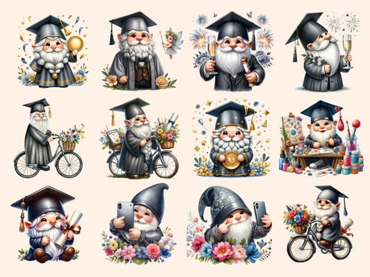 Graduation Gnomes Clipart