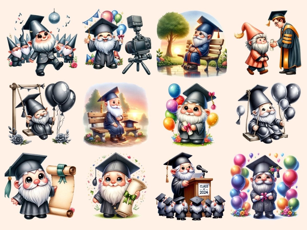 Graduation Gnomes Clipart cap gown clipart - Wonders Artist