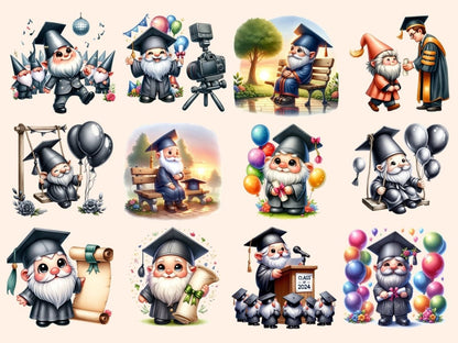 Graduation Gnomes Clipart cap gown clipart - Wonders Artist