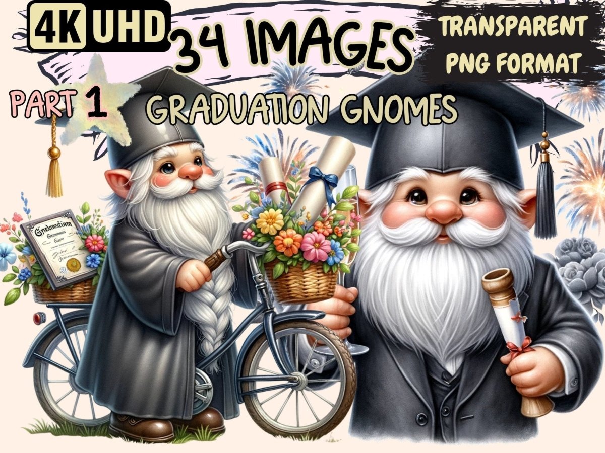 Graduation Gnomes Clipart cap gown clipart - Wonders Artist