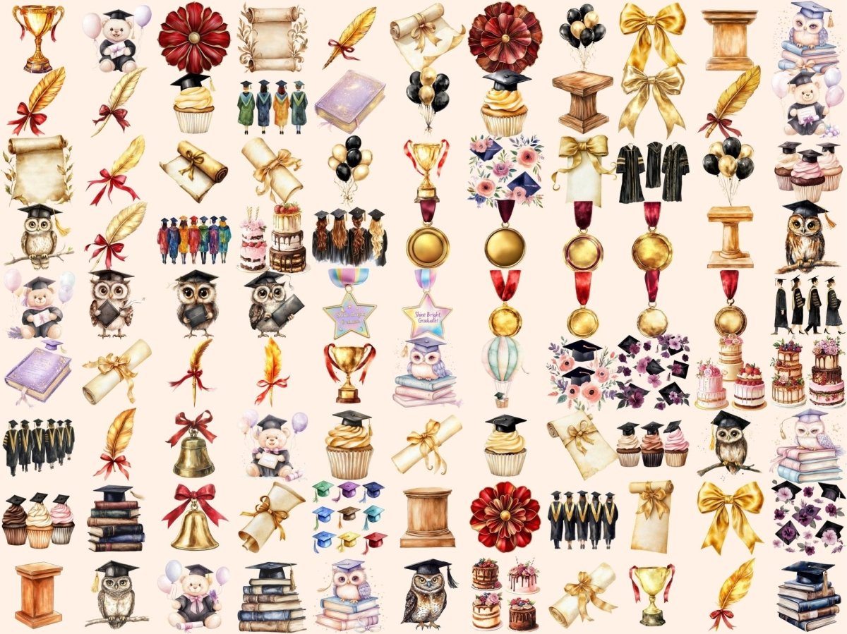 Graduation Watercolor Clipart academic clipart celebration clipart class of png - WondersArtist