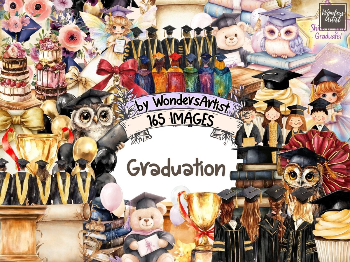 Graduation Watercolor Clipart academic clipart celebration clipart class of png - WondersArtist