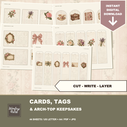 Grandmas Attic Journal Kit — cards tags postcards