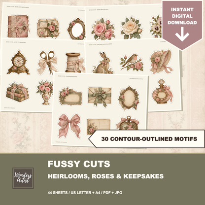 Grandmas Attic Journal Kit — fussy cuts labels
